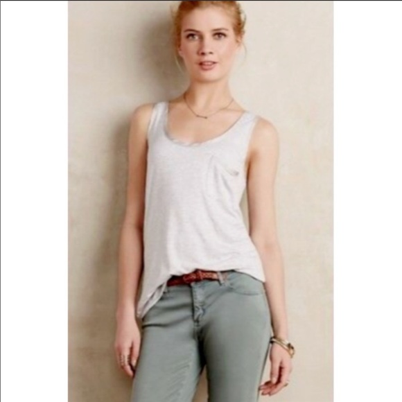 Anthropologie Tops - Pure Good | Anthropologie White Rayon Tank Pocket